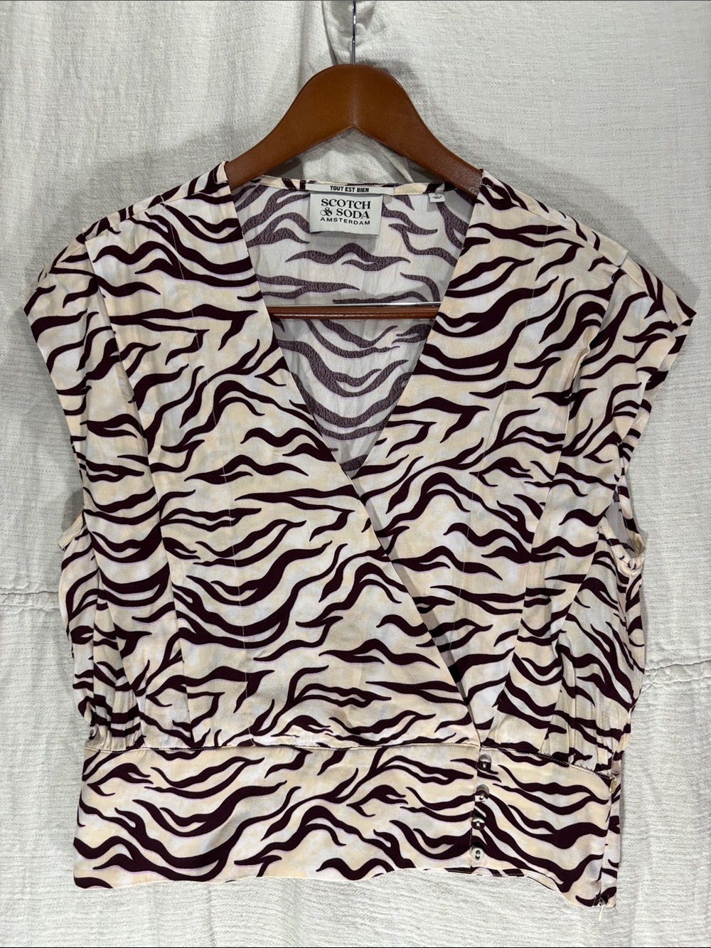 Scotch & Soda Tiger-Print Sleeveless Wrap Top Size Large
